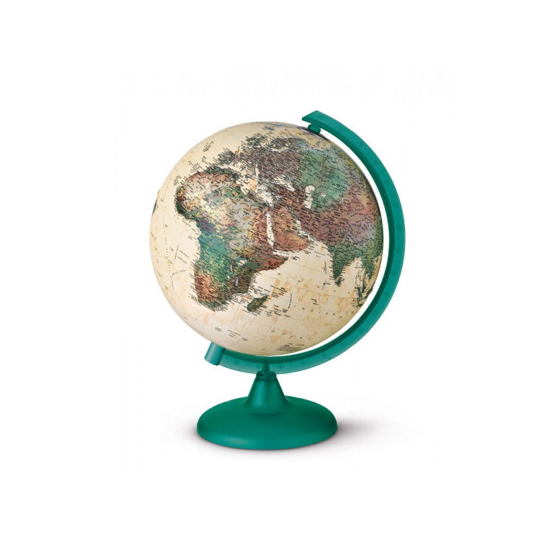 Globe Pied et méridien vert épicéa translucide - cartographie physique sur Ambiance Plaisir