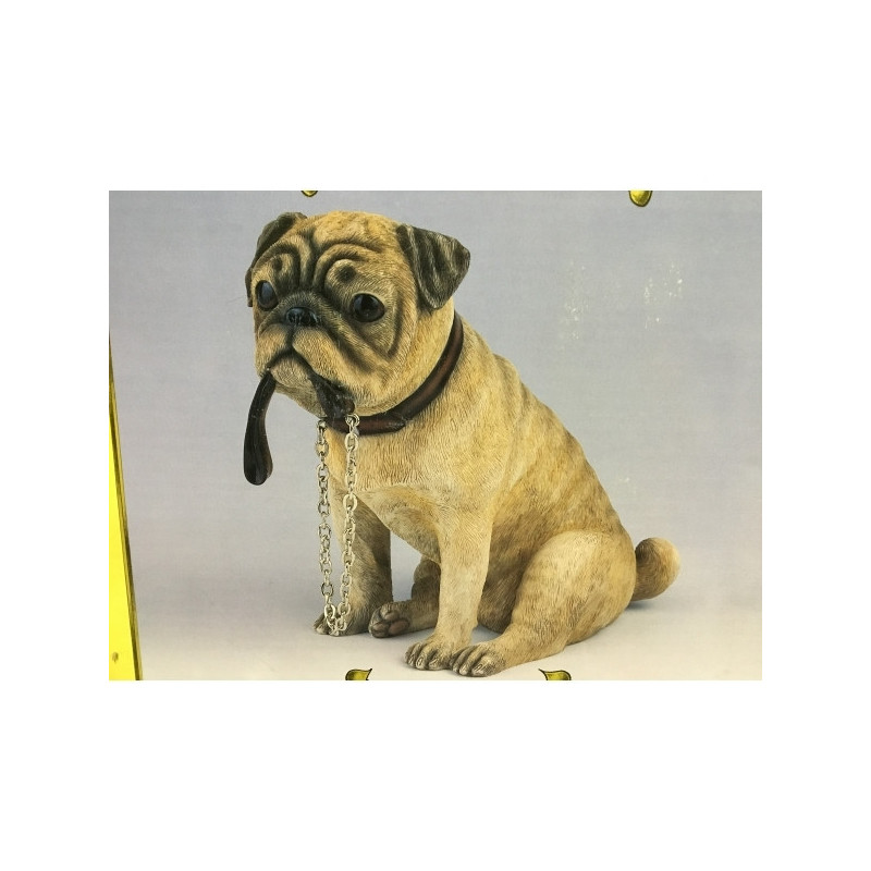Chien Carlin beige assis moyen modèle LP14967 sur Ambiance Plaisir