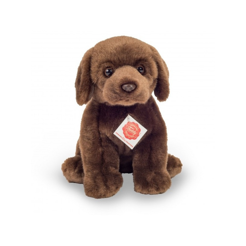 Une idée cadeau originale : Peluche chien labrador assis brun foncé 25 cm Hermann dans la catégorie JouetsPeluche chien labrador
