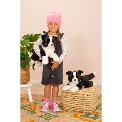Peluche chien border collie couché 45 cm Hermann  sur Ambiance Plaisir