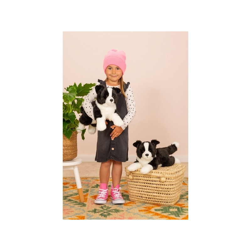 Peluche chien border collie couché 45 cm Hermann  sur Ambiance Plaisir