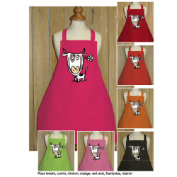 Tablier Alma Mater Lemaitre vache marguerite fond noir -taba100noir sur Ambiance Plaisir