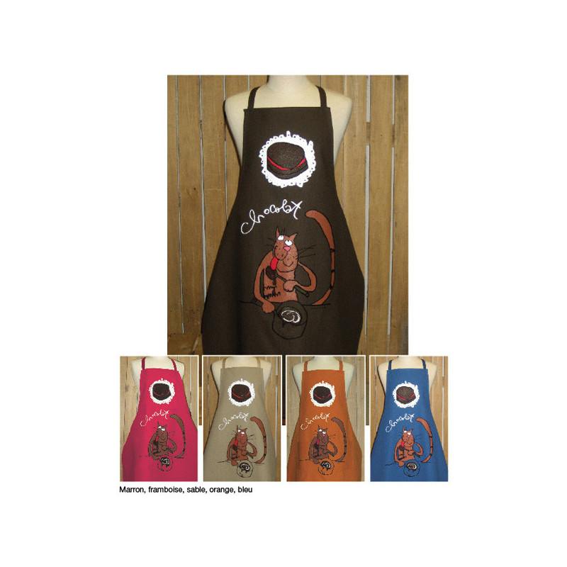 Tablier Alma Mater prudent chat chocolat-2519 minium sur Ambiance Plaisir
