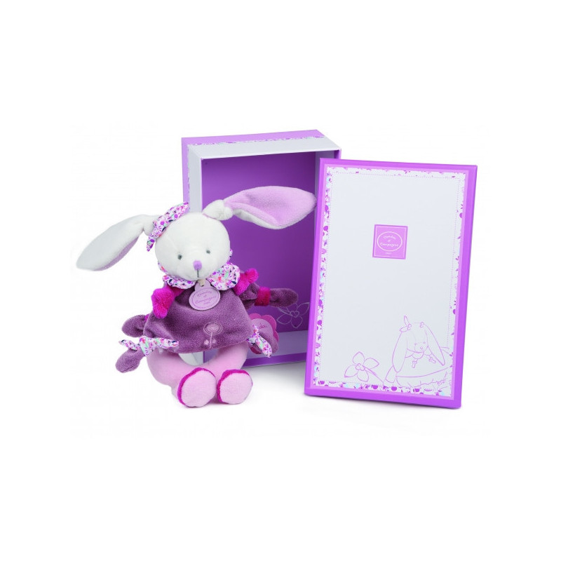 Peluche Lapin cerise - hochet Doudou et Compagnie -DC2700 sur Ambiance Plaisir