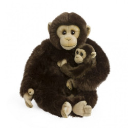 Peluche chimpanzee maman avec son bébé - 30 cm WWF -15 191 051 sur Ambiance Plaisir