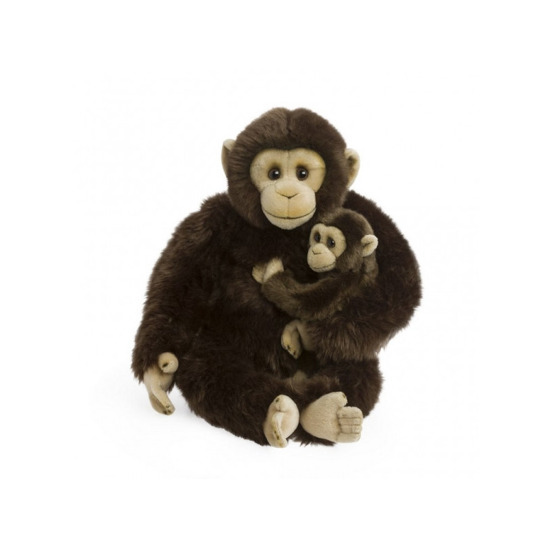 Peluche chimpanzee maman avec son bébé - 30 cm WWF -15 191 051