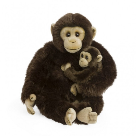 Peluche chimpanzee maman avec son bébé - 30 cm WWF -15 191 051