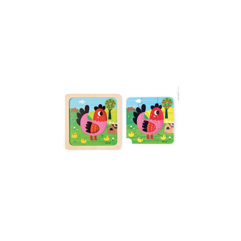 Puzzle poule violette Janod -J07064 sur Ambiance Plaisir