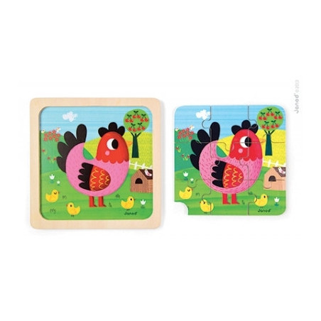 Puzzle poule violette Janod -J07064 sur Ambiance Plaisir