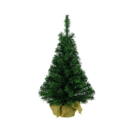 Mini sapin vert 65cm dans sac en jute -3325w68