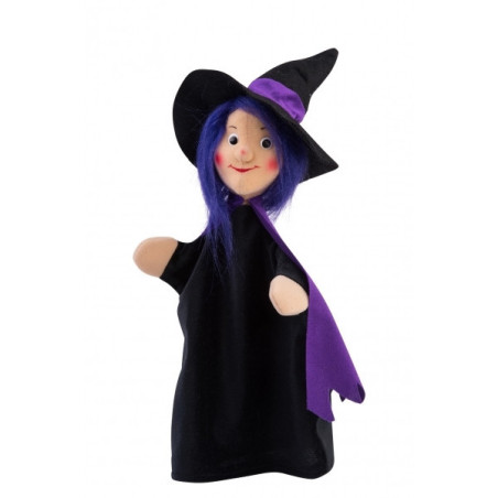 Marionnette à main gentille sorcière Betty classic 30 cm tête en tissus Kersa -12576Marionnette à main gentille sorcière Betty c