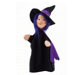 Marionnette à main gentille sorcière Betty classic 30 cm tête en tissus Kersa -12576Marionnette à main gentille sorcière Betty c