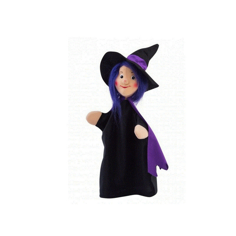 Marionnette à main gentille sorcière Betty classic 30 cm tête en tissus Kersa -12576Marionnette à main gentille sorcière Betty c