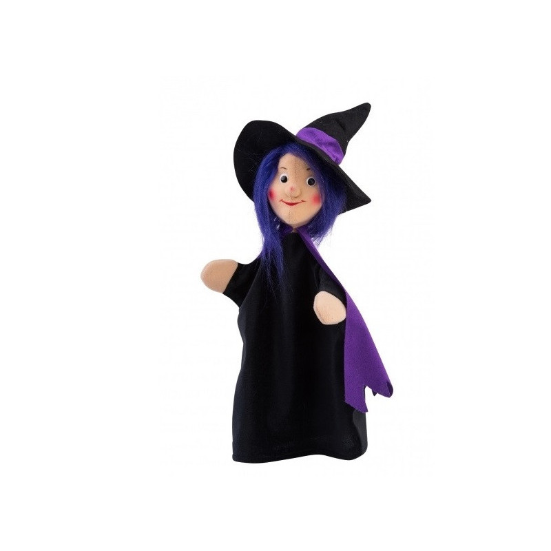 Marionnette à main gentille sorcière Betty classic 30 cm tête en tissus Kersa -12576Marionnette à main gentille sorcière Betty c