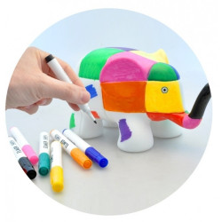 Tirelire figurine a colorier elmer + 8 feutres -80073Tirelire figurine a colorier elmer + 8 feutres -80073