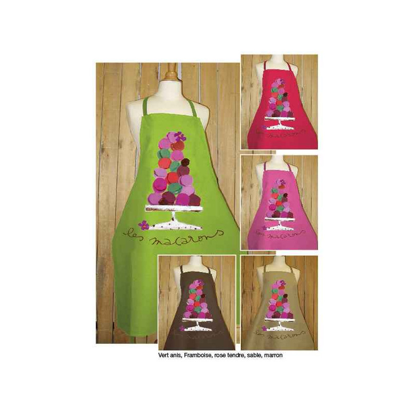 Tablier Alma Mater prudent macarons -2903marron sur Ambiance Plaisir